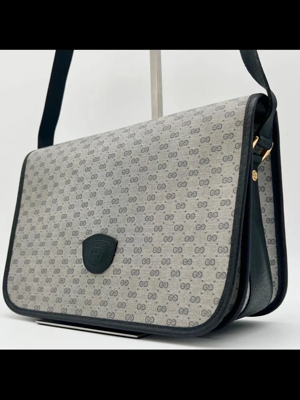 Gucci Gray/Black Monogram Messenger Bag